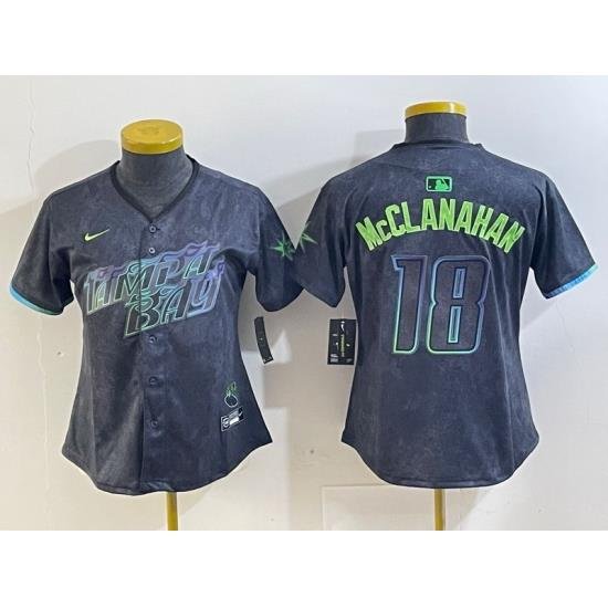 Women Tampa Bay Rays 18 Shane McClanahan Charcoal 2024 City Connect Limited jerseys 3