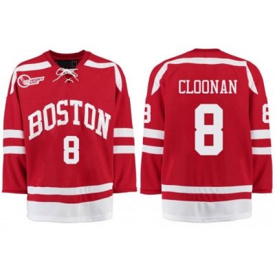 Boston University Terriers BU 8 Ryan Cloonan Red Stitched Hockey Jersey