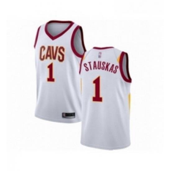 Womens Cleveland Cavaliers 1 Nik Stauskas Authentic White Basketball Jersey Association Edition