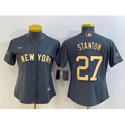 Women NeW York Yankees 27 Giancarlo Stanton 2022 All Star Charcoal Stitched Baseball Jersey