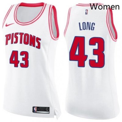 Womens Nike Detroit Pistons 43 Grant Long Swingman WhitePink Fashion NBA Jersey