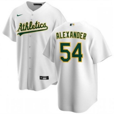 Men Oakland Athletics 54 Scott Alexander White Cool Base Stitched Jersey