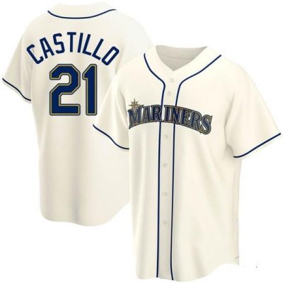 Mens Seattle Mariners 21 Luis Castillo Authentic Cream Alternate Jerseys