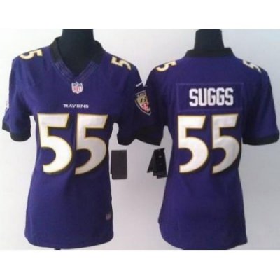 Women Nike Baltimore Ravens 55 Terrell Suggs Purple LIMITED Jerseys