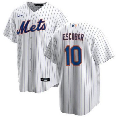 Men NeW York Mets 10 Eduardo Escobar White Cool Base Stitched Jersey