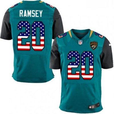 Men Nike Jacksonville Jaguars 20 Jalen Ramsey Elite Teal Green Home USA Flag Fashion NFL Jersey