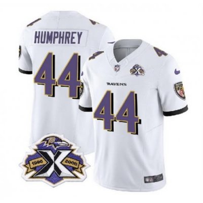 Men Baltimore Ravens 44 Marlon Humphrey White 2023 F U S E With Patch Throwback Vapor Limited Jersey