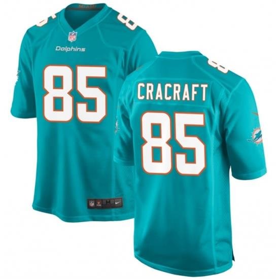 Men Miami Dolphins 85 River Cracraft Aqua Stitched Game Jersey