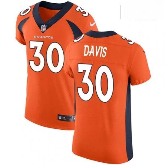 Men Nike Denver Broncos 30 Terrell Davis Orange Team Color Vapor Untouchable Elite Player NFL Jersey