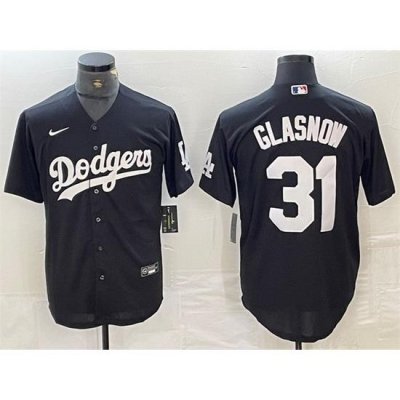 Men Los Angeles Dodgers 31 Tyler GlasnoW Black Cool Base Stitched Baseball Jersey