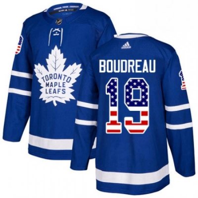 Youth Adidas Toronto Maple Leafs 19 Bruce Boudreau Authentic Royal Blue USA Flag Fashion NHL Jersey