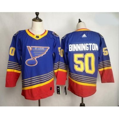 Blues 50 Jordan Binnington Blue Adidas Jersey