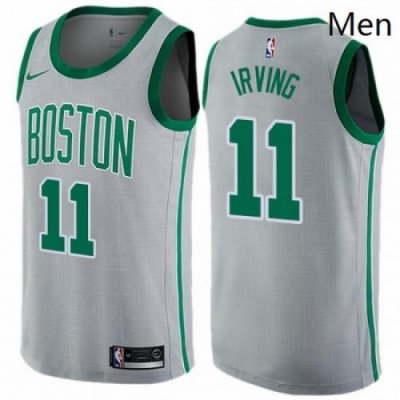 Mens Nike Boston Celtics 11 Kyrie Irving Swingman Gray NBA Jersey City Edition