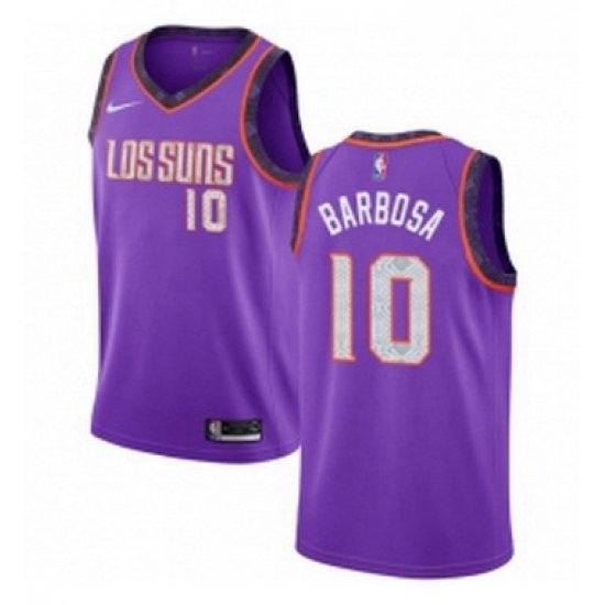 Womens Nike Phoenix Suns 10 Leandro Barbosa Swingman Purple NBA Jersey 2018 19 City Edition