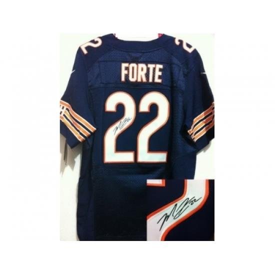 Nike Chicago Bears 22 Matt Forte Blue Elite Signed NFL Jersey