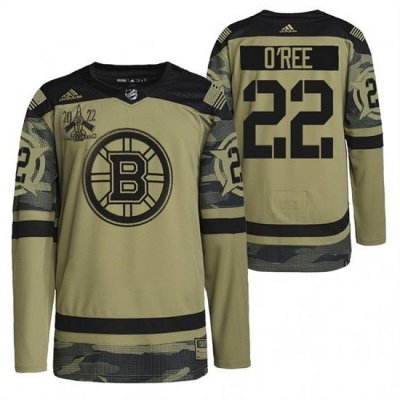 Men Boston Bruins 22 Willie O 27Ree 2022 Camo Military Appreciation Night Stitched jersey