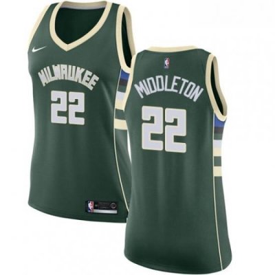 Womens Nike Milwaukee Bucks 22 Khris Middleton Authentic Green Road NBA Jersey Icon Edition