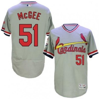 Mens Majestic St Louis Cardinals 51 Willie McGee Grey Flexbase Authentic Collection CooperstoWn MLB Jersey