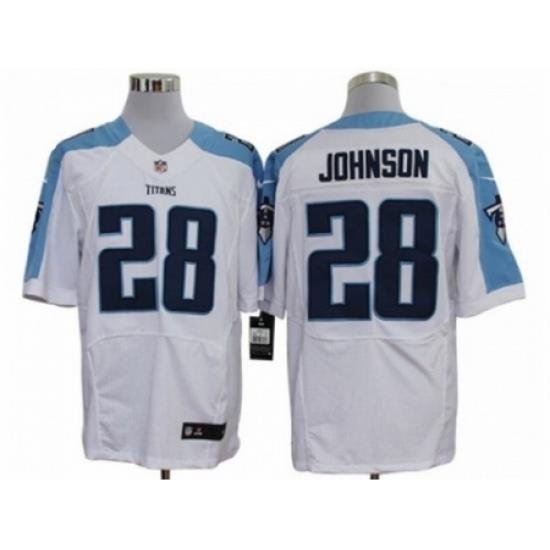 Nike Tennessee Titans 28 Chris Johnson White Elite NFL Jersey