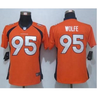 Nike Broncos #95 Derek Wolfe Orange Team Color Womens Stitched NFL New Limited Jersey