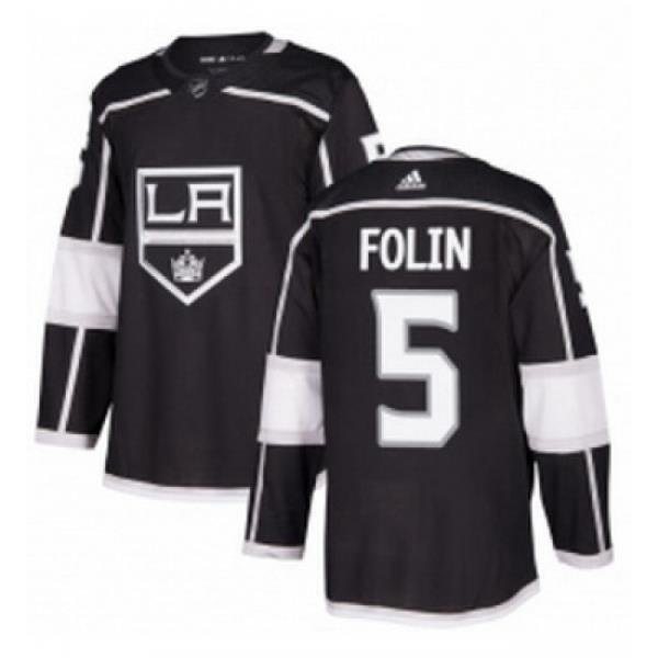 Youth Adidas Los Angeles Kings 5 Christian Folin Authentic Black Home NHL Jersey