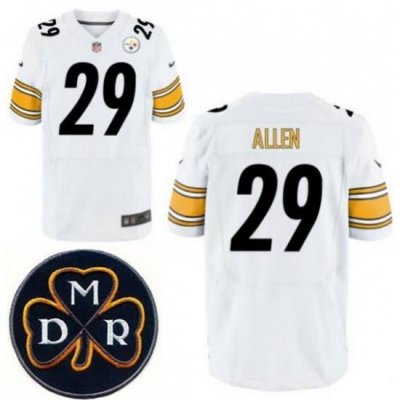 Men's Nike Pittsburgh Steelers #29 Brian Allen White Stitched NFL Elite MDR Dan Rooney Patch Jersey