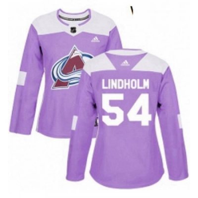 Womens Adidas Colorado Avalanche 54 Anton Lindholm Authentic Purple Fights Cancer Practice NHL Jersey