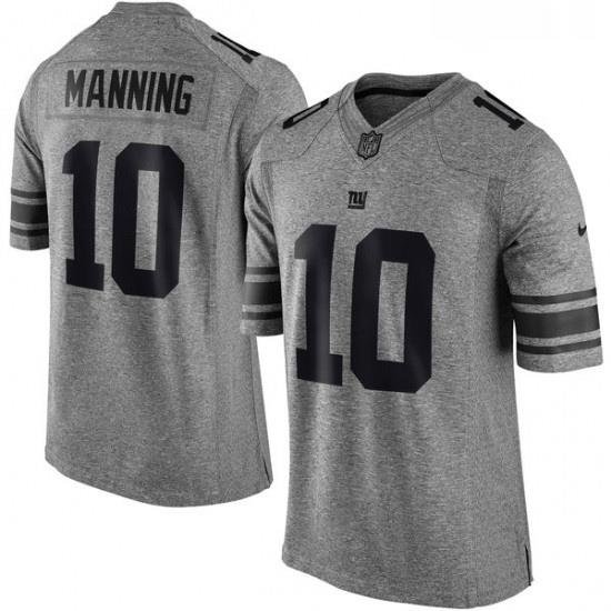 Mens Nike New York Giants 10 Eli Manning Limited Gray Gridiron NFL Jersey