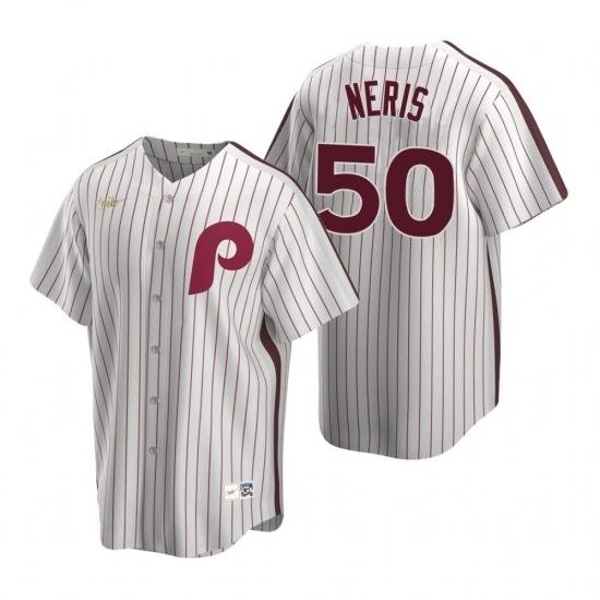 Mens Nike Philadelphia Phillies 50 Hector Neris White CooperstoWn Collection Home Stitched Baseball Jersey