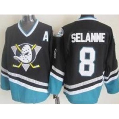 Anaheim Ducks 8 Teemu Selanne Black NHL Hockey Jersey