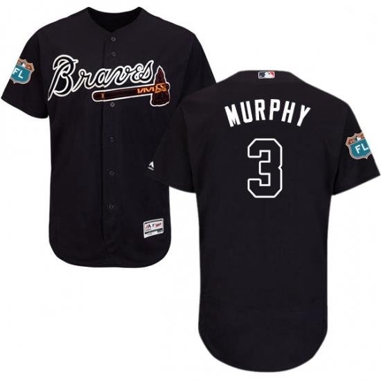 Mens Majestic Atlanta Braves 3 Dale Murphy Navy Blue Alternate Flex Base Authentic Collection MLB Jersey