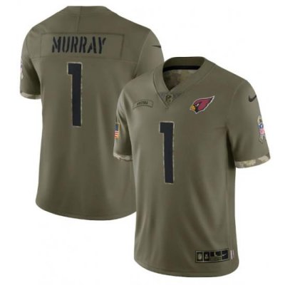 Men Arizona Cardinals 1 Kyler Murray Olive 2022 Salute To Service Limited Stitched Jersey