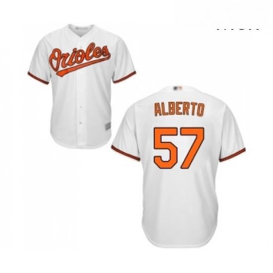 Mens Baltimore Orioles 57 Hanser Alberto Replica White Home Cool Base Baseball Jersey