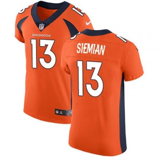 Nike Broncos #13 Trevor Siemian Orange Team Color Mens Stitched NFL Vapor Untouchable Elite Jersey