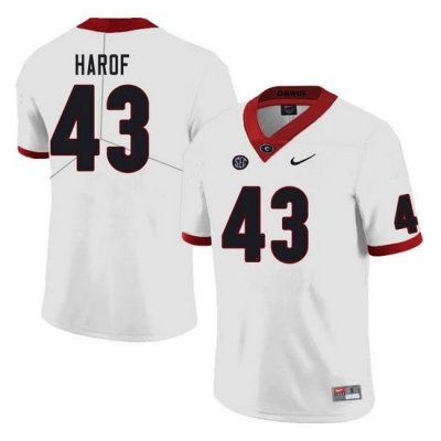 Men #43 Chase Harof Georgia Bulldogs College Football Jerseys Sale-White