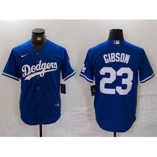 Men Los Angeles Dodgers 23 Kirk Gibson Blue Cool Base Stitched Baseball Jersey