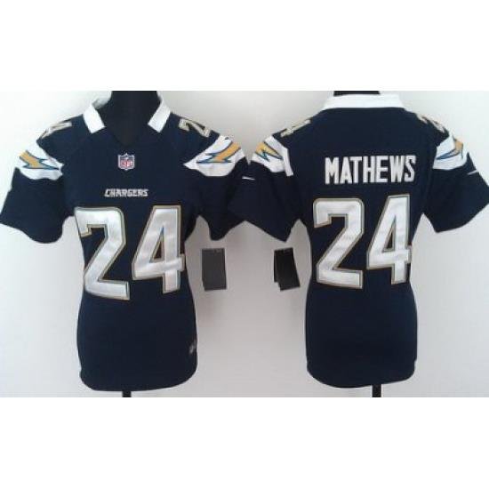 Women Nike San Diego Chargers 24# Ryan MatheWs Dark Blue Nike NFL Jerseys