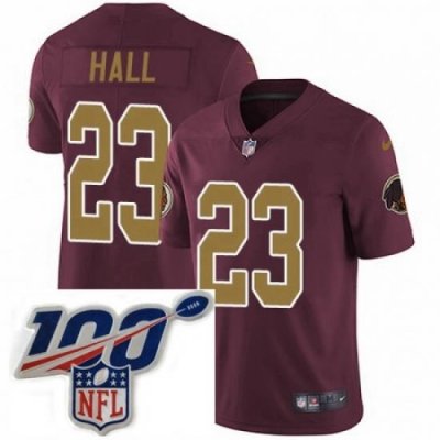 Mens Nike Washington Redskins 23 DeAngelo Hall Burgundy RedGold Number Alternate 80TH Anniversary Vapor Untouchable Limited Stitched 100th anniversary Neck