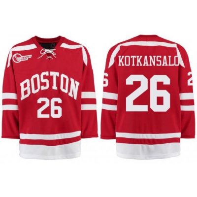 Boston University Terriers BU 26 Kasper Kotkansalo Red Stitched Hockey Jersey