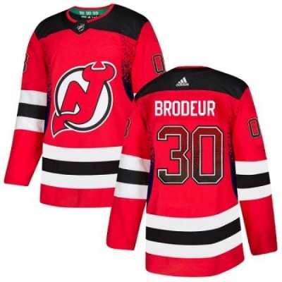 Mens Adidas New Jersey Devils 30 Martin Brodeur Authentic Red Drift Fashion NHL Jersey