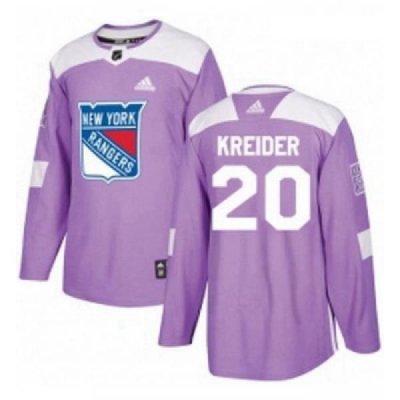 Youth Adidas New York Rangers 20 Chris Kreider Authentic Purple Fights Cancer Practice NHL Jersey