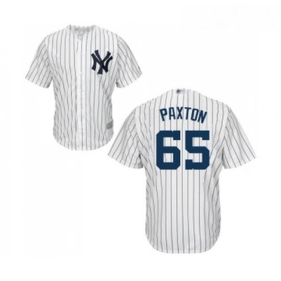 Mens New York Yankees 65 James Paxton Replica White Home Baseball Jersey