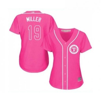 Womens Texas Rangers 19 Shelby Miller Replica Pink Fashion Cool Base Baseball Jersey