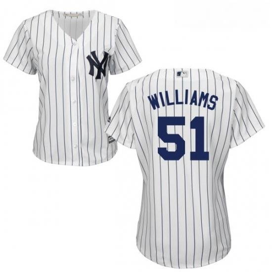 Womens Majestic New York Yankees 51 Bernie Williams Replica White Home MLB Jersey