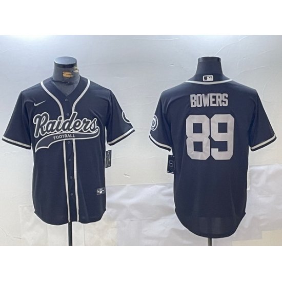 Men Las Vegas Raiders 89 Brock Bowers Black Cool Base Stitched Baseball Jersey