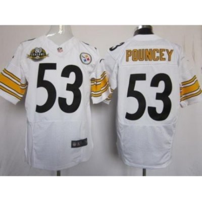 Nike Pittsburgh Steelers 53 Maurkice Pouncey White Elite W 80 Anniversary Patch NFL Jersey