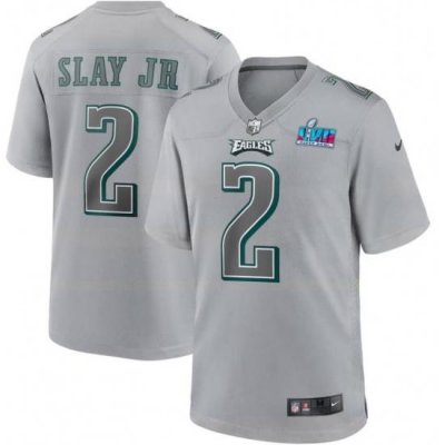 Men's Nike Darius Slay Jr. Gray Philadelphia Eagles Super Bowl LVII Patch Atmosphere Fashion Game Jersey