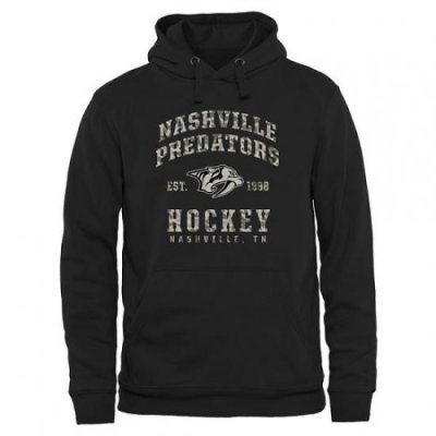 NHL Mens Nashville Predators Black Camo Stack Pullover Hoodie