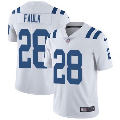 Men Nike Colts #28 Marshall Faulk White Stitched NFL Vapor Untouchable Limited Jersey