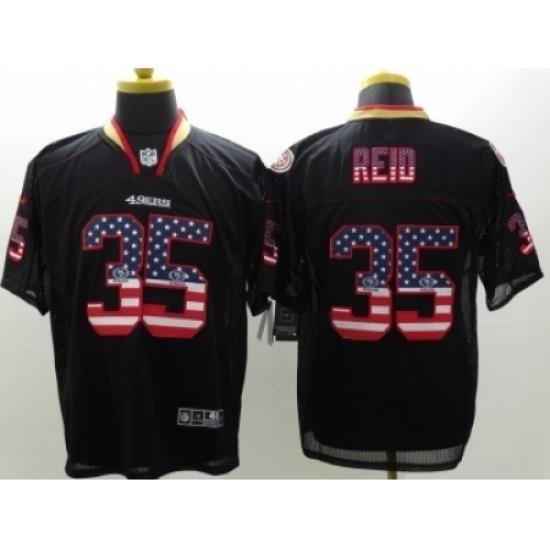 Nike San Francisco 49ers 35 Eric Reid Black Elite USA Flag Fashion NFL Jersey